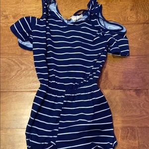 blue and white striped romper for kids